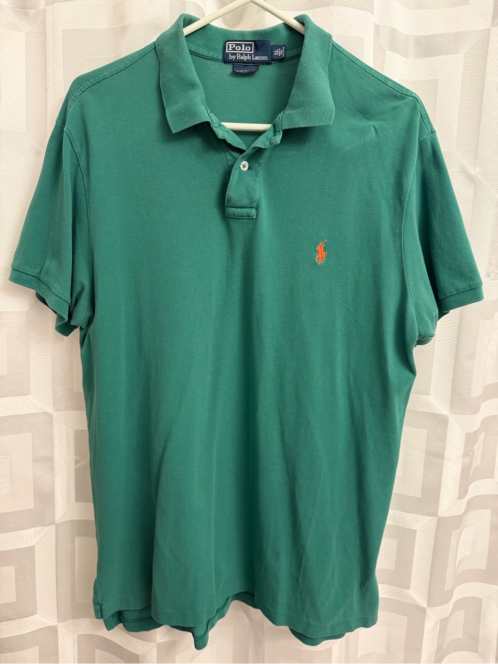 Polo Ralph Lauren emerald green shirt with orange pony size XL